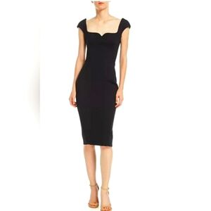 Zac Posen Sweetheart Cap-Sleeve Crepe Sheath Cocktail Dress